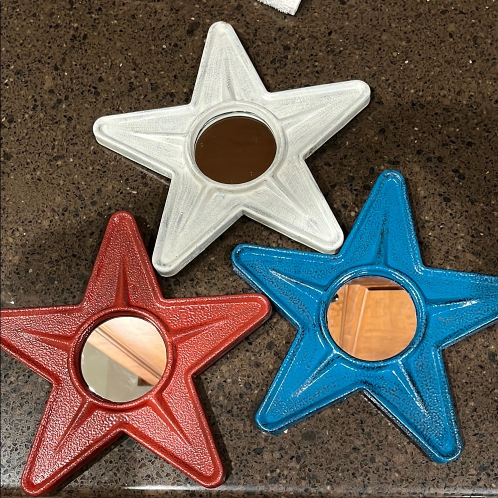 Star-Shaped Wall Mirror Set - Red, Blue, and White - Picture 3 of 3